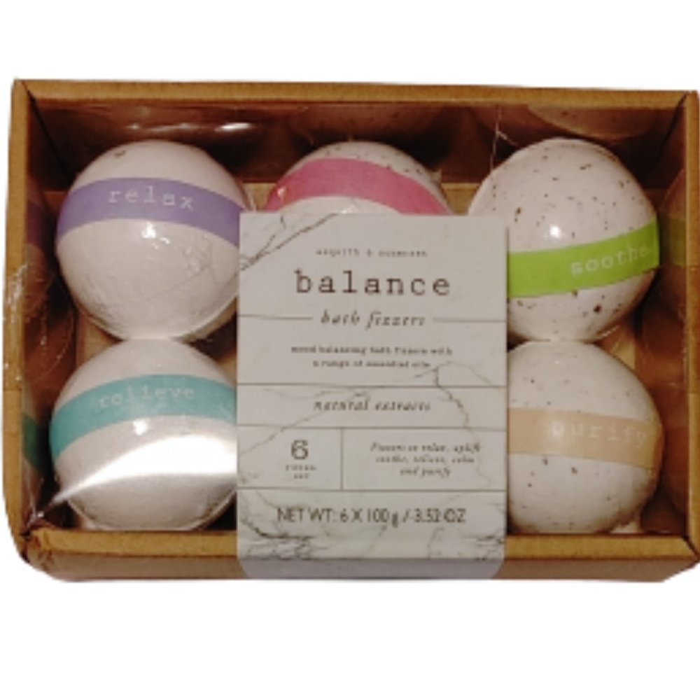 Asquith & Somerset BALANCE BATH FIZZERS Set Of 6 NATURAL EXTRACTS  NEW